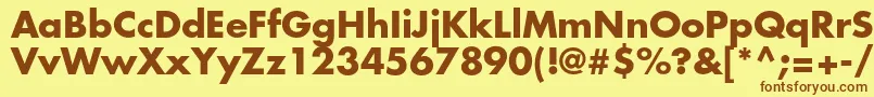フォントFuturastdBold – 茶色の文字が黄色の背景にあります。