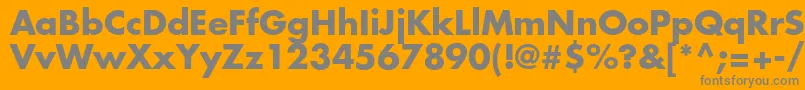 FuturastdBold-Schriftart – Graue Schriften auf orangefarbenem Hintergrund