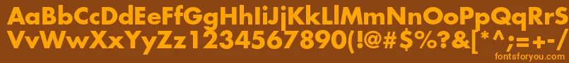 フォントFuturastdBold – オレンジ色の文字が茶色の背景にあります。
