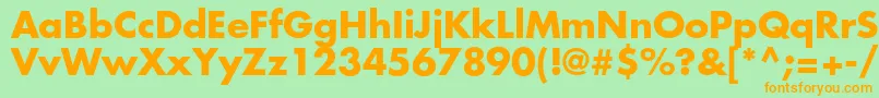 FuturastdBold-Schriftart – Orangefarbene Schriften auf grünem Hintergrund