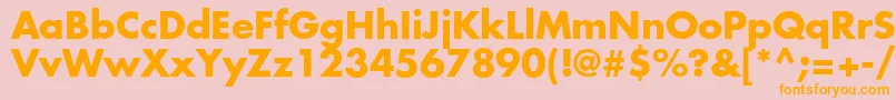 FuturastdBold-Schriftart – Orangefarbene Schriften auf rosa Hintergrund