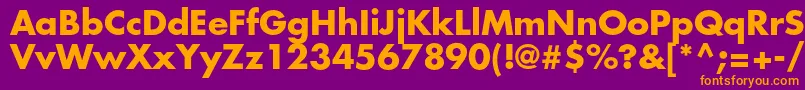 FuturastdBold-Schriftart – Orangefarbene Schriften auf violettem Hintergrund