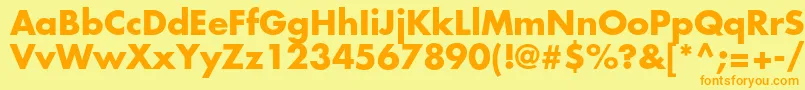 FuturastdBold-Schriftart – Orangefarbene Schriften auf gelbem Hintergrund