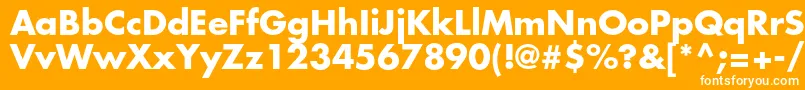 FuturastdBold-Schriftart – Weiße Schriften auf orangefarbenem Hintergrund