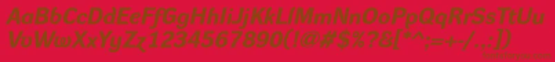 DynagroteskreBolditalic-Schriftart – Braune Schriften auf rotem Hintergrund