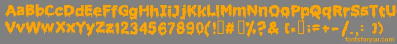 フォントLiquidism ffy – オレンジの文字は灰色の背景にあります。