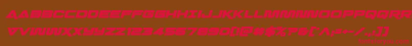 フォントQuarkstormboldital – 赤い文字が茶色の背景にあります。