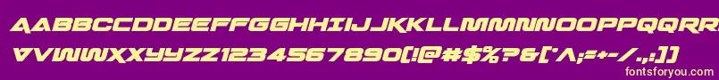 Fonte Quarkstormboldital – fontes amarelas em um fundo roxo