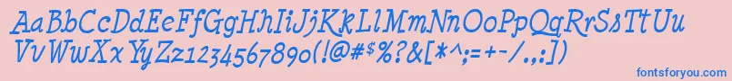 MinyaNouvelleItalic Font – Blue Fonts on Pink Background