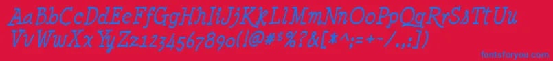 MinyaNouvelleItalic Font – Blue Fonts on Red Background
