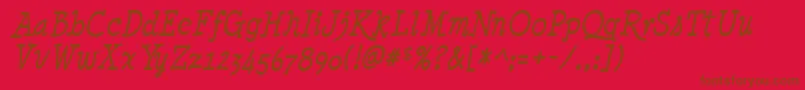MinyaNouvelleItalic Font – Brown Fonts on Red Background