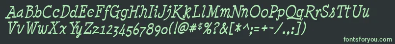 MinyaNouvelleItalic Font – Green Fonts on Black Background