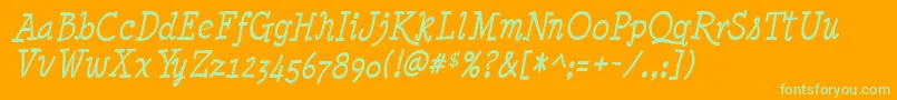 MinyaNouvelleItalic Font – Green Fonts on Orange Background