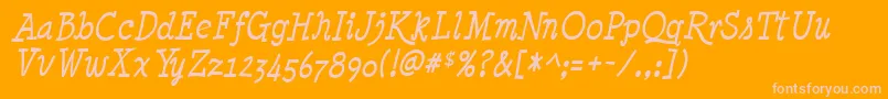 MinyaNouvelleItalic-Schriftart – Rosa Schriften auf orangefarbenem Hintergrund