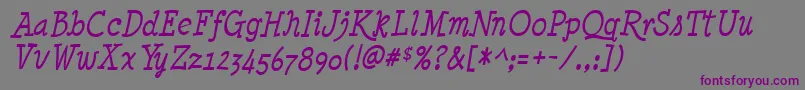 Fonte MinyaNouvelleItalic – fontes roxas em um fundo cinza