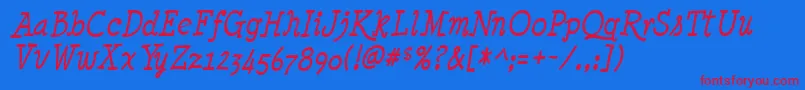 MinyaNouvelleItalic Font – Red Fonts on Blue Background