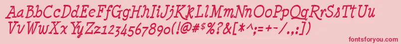 MinyaNouvelleItalic Font – Red Fonts on Pink Background