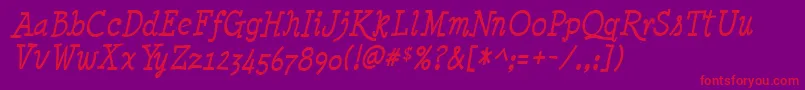 フォントMinyaNouvelleItalic – 紫の背景に赤い文字