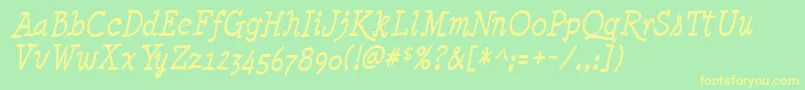 Fonte MinyaNouvelleItalic – fontes amarelas em um fundo verde