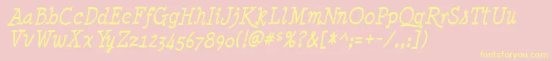 Шрифт MinyaNouvelleItalic – жёлтые шрифты на розовом фоне