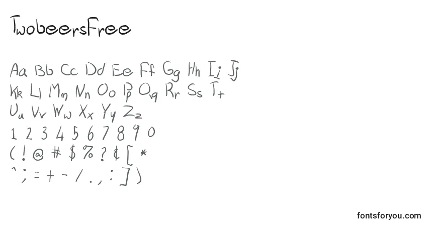 A fonte TwobeersFree – alfabeto, números, caracteres especiais