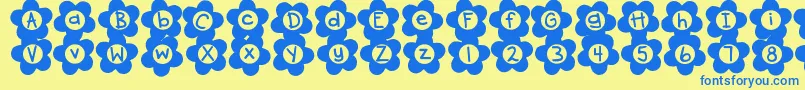 DjbFlowerPower2 Font – Blue Fonts on Yellow Background