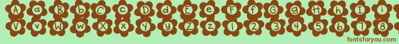 DjbFlowerPower2 Font – Brown Fonts on Green Background