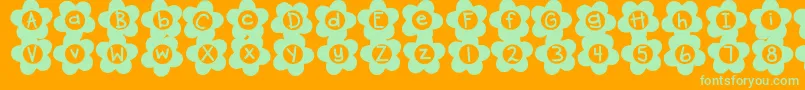 DjbFlowerPower2 Font – Green Fonts on Orange Background