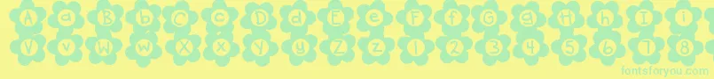 DjbFlowerPower2 Font – Green Fonts on Yellow Background