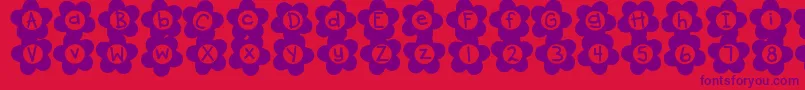 フォントDjbFlowerPower2 – 赤い背景に紫のフォント