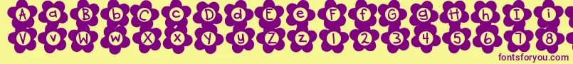 DjbFlowerPower2 Font – Purple Fonts on Yellow Background