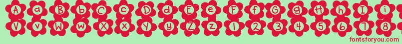 DjbFlowerPower2 Font – Red Fonts on Green Background
