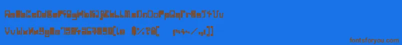 フォントIndiaSnakePixelLabyrinthGameBold – 茶色の文字が青い背景にあります。