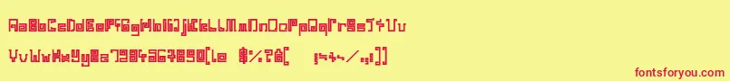 IndiaSnakePixelLabyrinthGameBold-Schriftart – Rote Schriften auf gelbem Hintergrund
