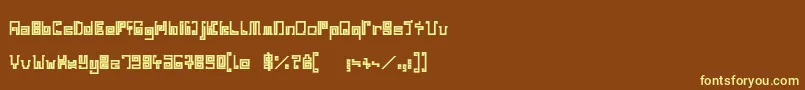 IndiaSnakePixelLabyrinthGameBold-fontti – keltaiset fontit ruskealla taustalla