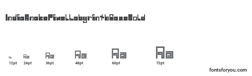 Größen der Schriftart IndiaSnakePixelLabyrinthGameBold