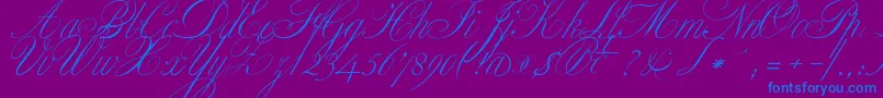 ClassicaOne-Schriftart – Blaue Schriften auf violettem Hintergrund