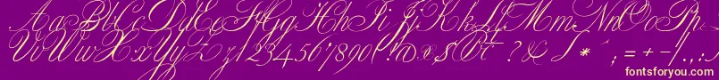 ClassicaOne-fontti – keltaiset fontit violetilla taustalla
