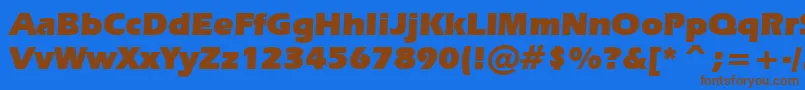 フォントErasu – 茶色の文字が青い背景にあります。