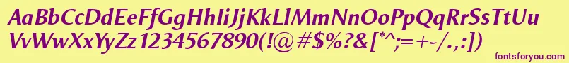 OdenseBolditalic Font – Purple Fonts on Yellow Background