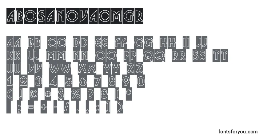 Czcionka ABosanovacmgr – alfabet, cyfry, specjalne znaki