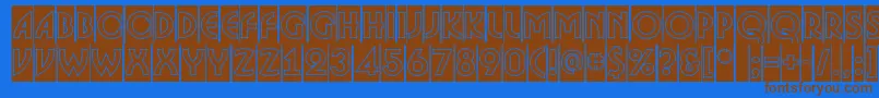 フォントABosanovacmgr – 茶色の文字が青い背景にあります。