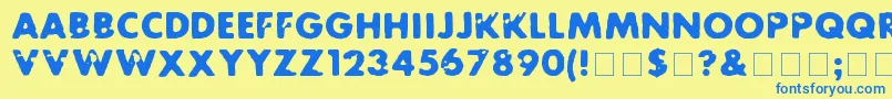 フォントFuturot – 青い文字が黄色の背景にあります。