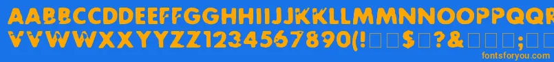 フォントFuturot – オレンジ色の文字が青い背景にあります。