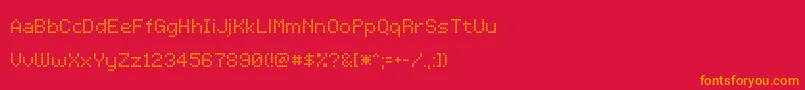 フォントLcddotTr – 赤い背景にオレンジの文字