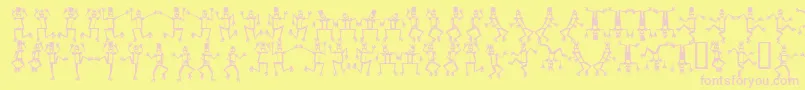 Mrrof ffy-fontti – vaaleanpunaiset fontit keltaisella taustalla