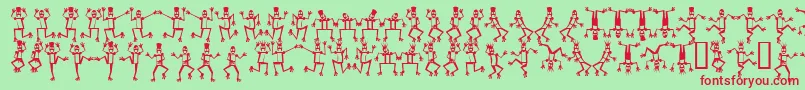 フォントMrrof ffy – 赤い文字の緑の背景