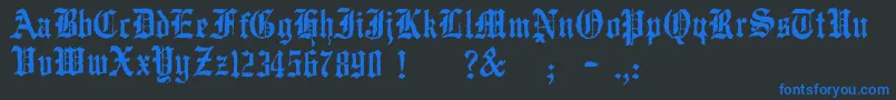 JmhWulfila Font – Blue Fonts on Black Background