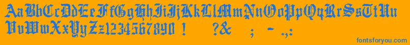 JmhWulfila-Schriftart – Blaue Schriften auf orangefarbenem Hintergrund