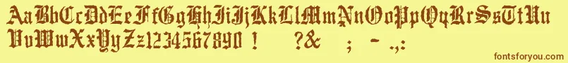 JmhWulfila Font – Brown Fonts on Yellow Background
